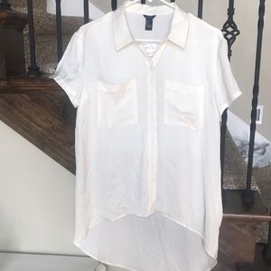 Forever 21 cream hi-lo button down blouse